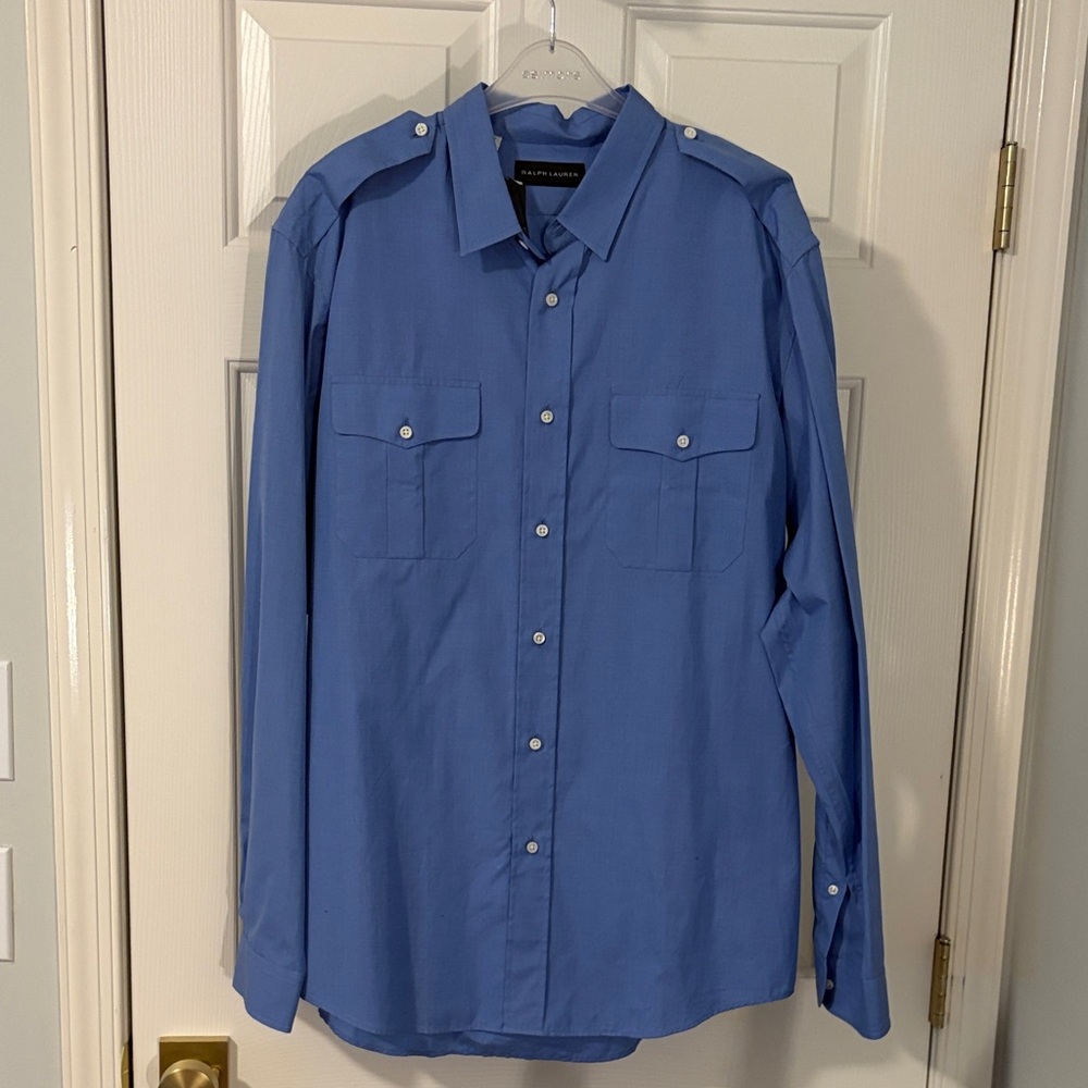 Ralph Lauren Black Label Men's Blue Button-Down Shirt - Made in Italy